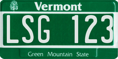 VT license plate LSG123