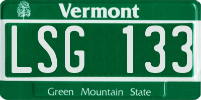 VT license plate LSG133