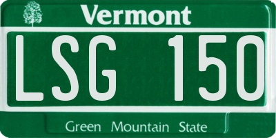 VT license plate LSG150