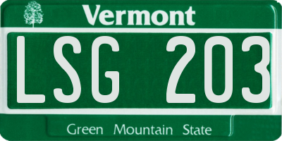 VT license plate LSG203
