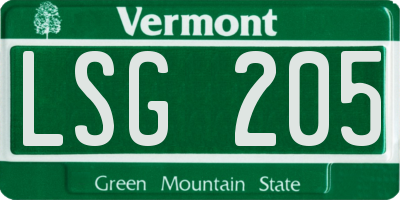 VT license plate LSG205