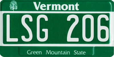 VT license plate LSG206