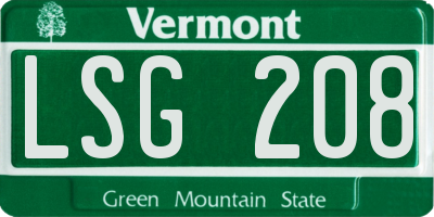 VT license plate LSG208