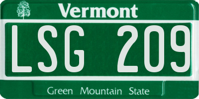 VT license plate LSG209