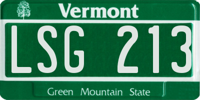 VT license plate LSG213