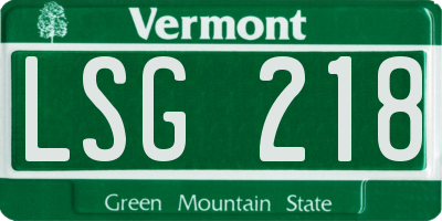 VT license plate LSG218