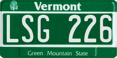 VT license plate LSG226