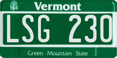 VT license plate LSG230