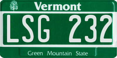 VT license plate LSG232