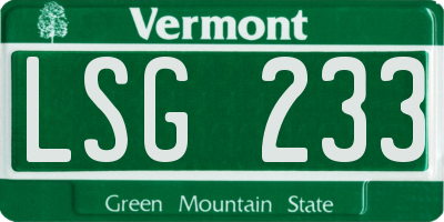 VT license plate LSG233
