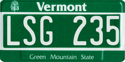 VT license plate LSG235