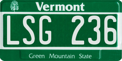 VT license plate LSG236