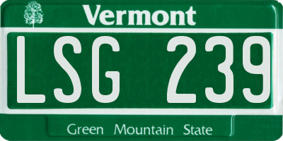 VT license plate LSG239