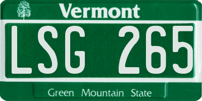 VT license plate LSG265