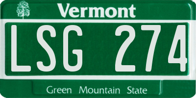 VT license plate LSG274