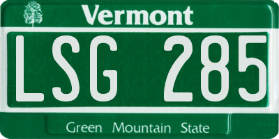 VT license plate LSG285