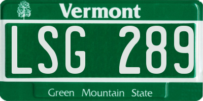 VT license plate LSG289