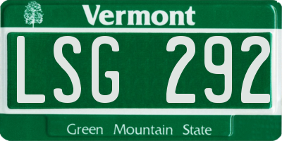 VT license plate LSG292
