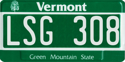 VT license plate LSG308