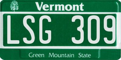 VT license plate LSG309