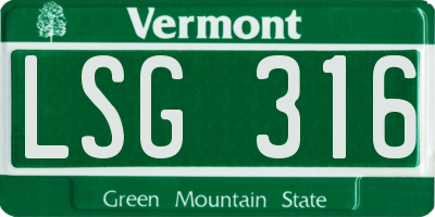 VT license plate LSG316