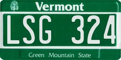 VT license plate LSG324