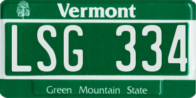 VT license plate LSG334