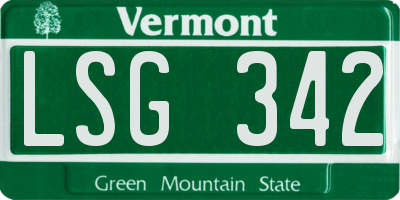 VT license plate LSG342
