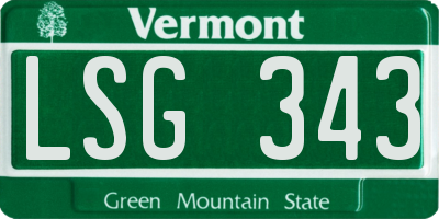 VT license plate LSG343