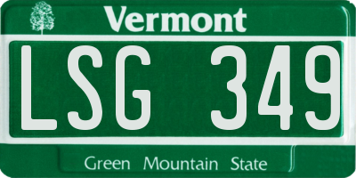VT license plate LSG349