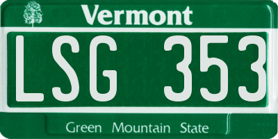 VT license plate LSG353