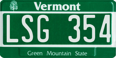 VT license plate LSG354