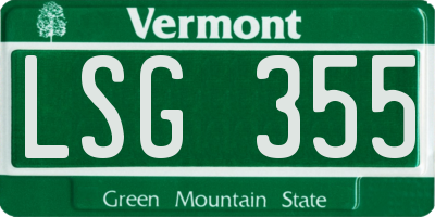 VT license plate LSG355