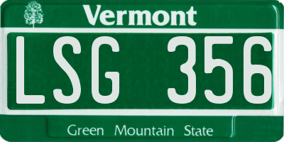 VT license plate LSG356