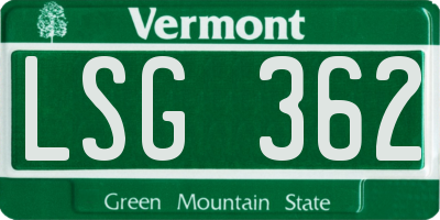 VT license plate LSG362