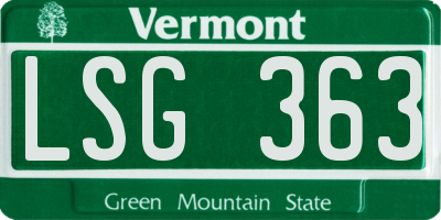 VT license plate LSG363