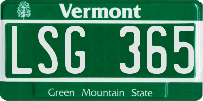 VT license plate LSG365