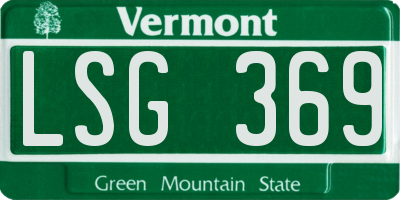 VT license plate LSG369