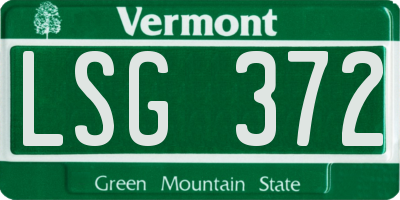 VT license plate LSG372