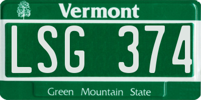 VT license plate LSG374