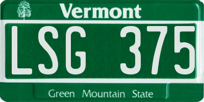 VT license plate LSG375