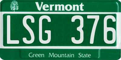 VT license plate LSG376