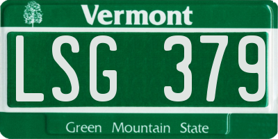 VT license plate LSG379