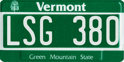 VT license plate LSG380