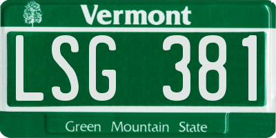 VT license plate LSG381