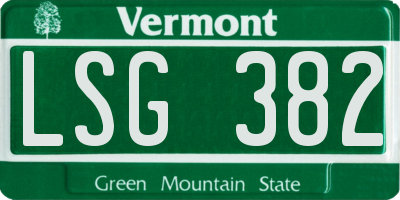 VT license plate LSG382