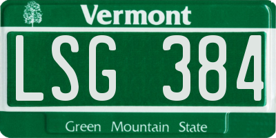 VT license plate LSG384