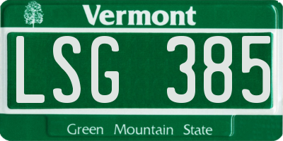 VT license plate LSG385