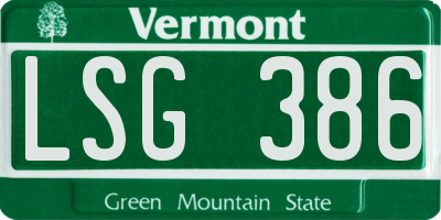 VT license plate LSG386