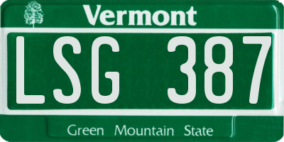 VT license plate LSG387